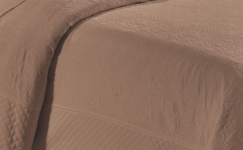 Home Collection 3 Piece Over Size King/California King Embossed Solid Taupe Color Coverlet Bedspread 118" x 106" New # Veronica - Image 2